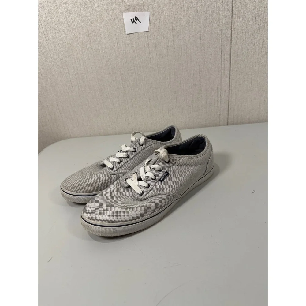 Vans Low Top Micro Stripe Grey White Sneakers Womens 9 VN-0U4IB8T